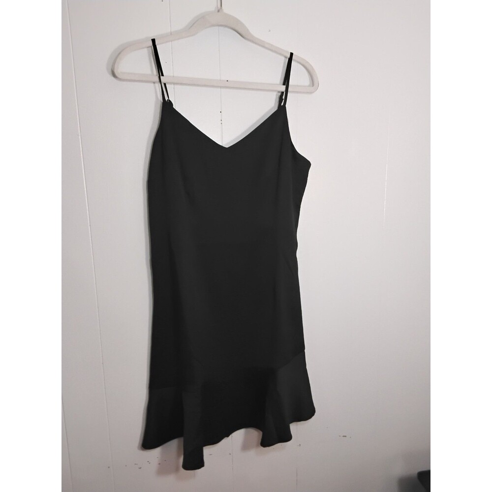 Versona Black Slip Cocktail Dress - Size 12- Ruffled Bottom - Little Black Dress